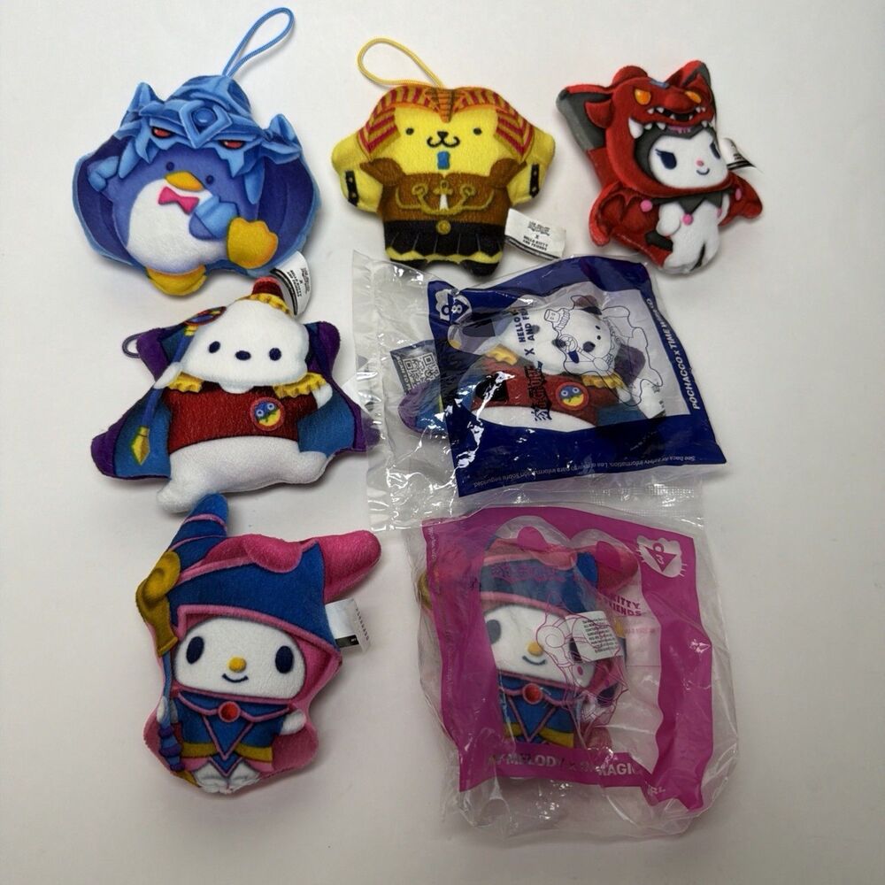 Sanrio Yu-Gi-Oh Hello Kitty Happy Meal Toys McDonalds Lot Of 7 Plush Toy